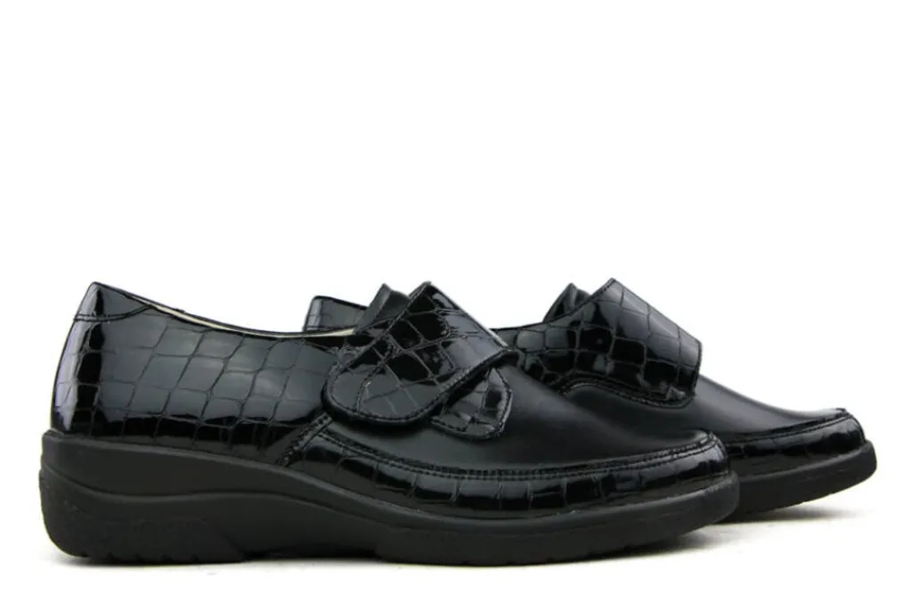 (klitten)bandschoenen | Wijdte K^Solidus Klittenband Zwart Croco Lak
