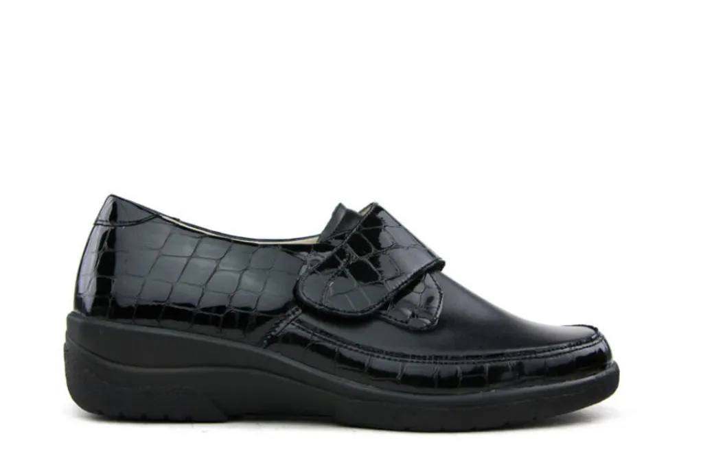 (klitten)bandschoenen | Wijdte K^Solidus Klittenband Zwart Croco Lak