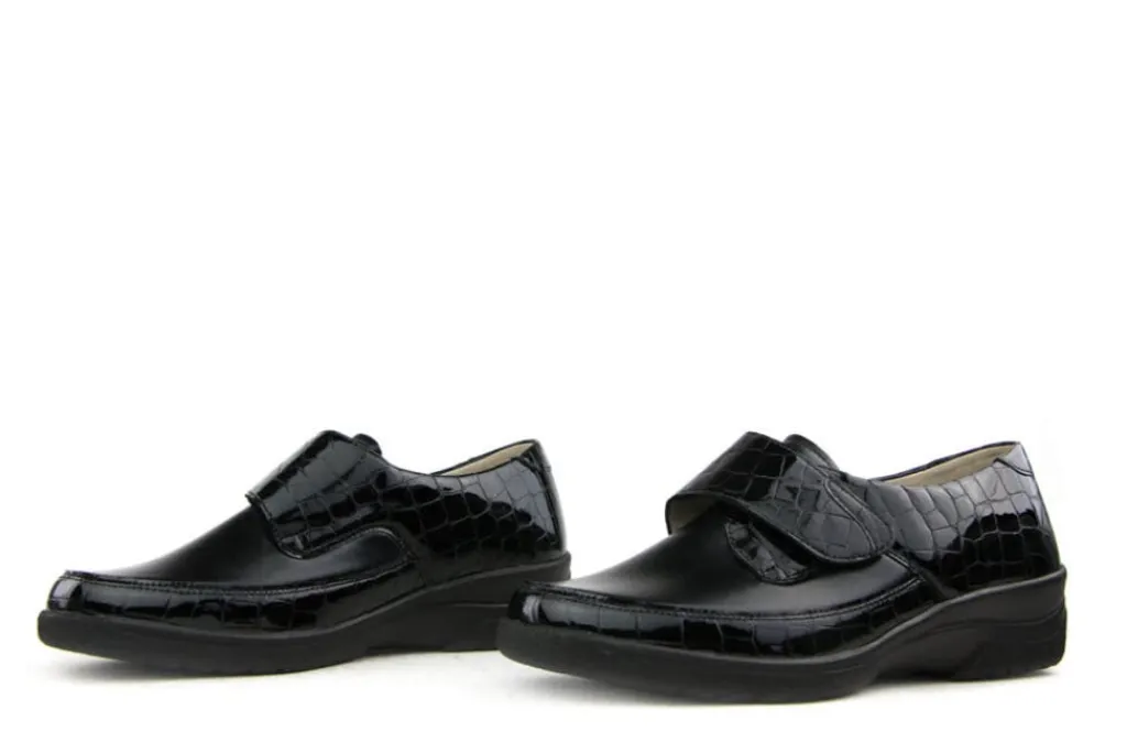 (klitten)bandschoenen | Wijdte K^Solidus Klittenband Zwart Croco Lak