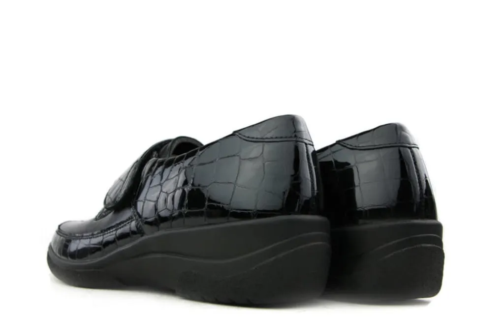 (klitten)bandschoenen | Wijdte K^Solidus Klittenband Zwart Croco Lak
