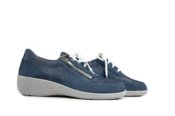 Veterschoenen | Wijdte J^Solidus Veter Hedda Jeans Navy Nubuck