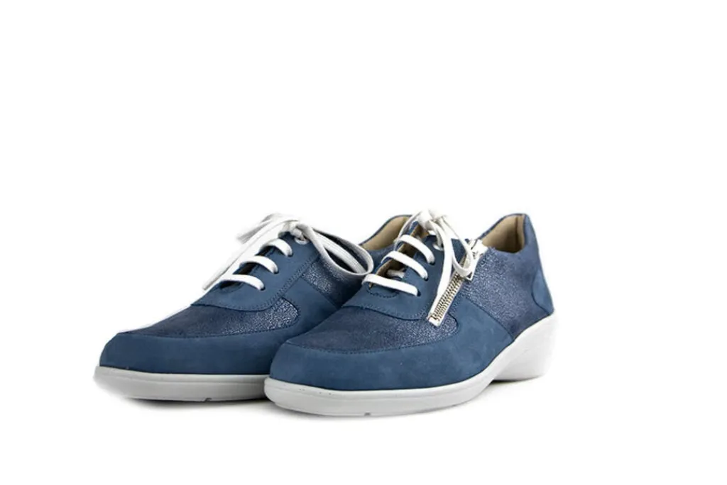 Veterschoenen | Wijdte J^Solidus Veter Hedda Jeans Navy Nubuck