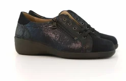Veterschoenen | Wijdte J^Solidus Veterschoen Hedda Metal Donkerblauw
