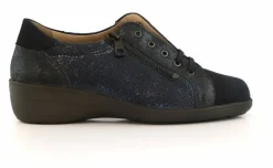Veterschoenen | Wijdte J^Solidus Veterschoen Hedda Metal Donkerblauw