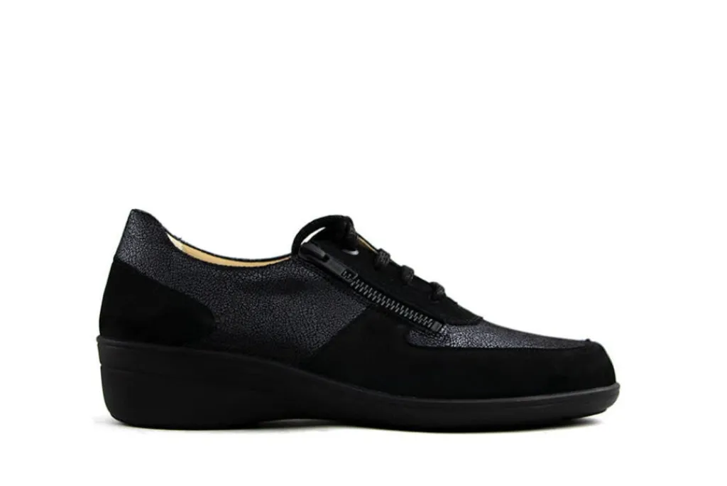 Veterschoenen | Wijdte J^Solidus Veterschoen Hedda Serenity Zwart