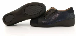 Veterschoenen | Wijdte J^Solidus Veterschoen Hedda Metal Donkerblauw