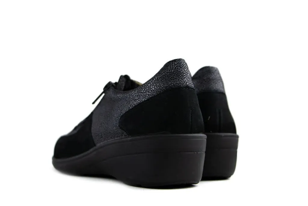Veterschoenen | Wijdte J^Solidus Veterschoen Hedda Serenity Zwart