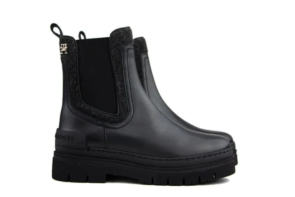 Chelsea Boots^Tommy Hilfiger Feminine Felt Chelsea Black