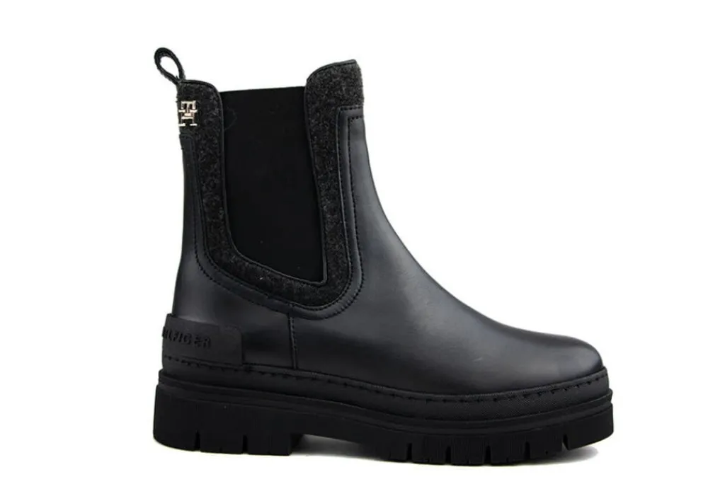 Chelsea Boots^Tommy Hilfiger Feminine Felt Chelsea Black
