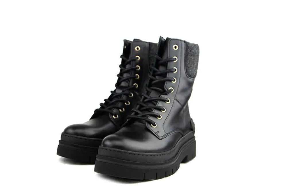 Veterboots En Bikerboots^Tommy Hilfiger Feminine Felt Lace Up Bootie Black