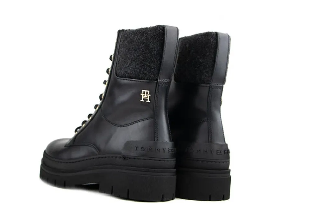 Veterboots En Bikerboots^Tommy Hilfiger Feminine Felt Lace Up Bootie Black