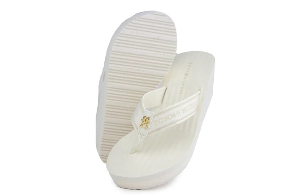 Slippers | Sandalen En Slippers^Tommy Hilfiger Stripes Wedge Beach Sandal Ivory