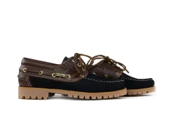 Veterschoenen^Van Bommel Boatschoen Dark Blue Nubuck Combi