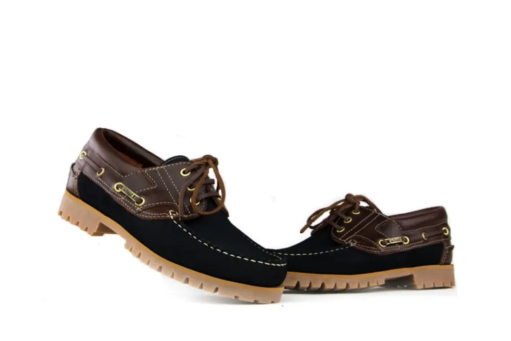 Veterschoenen^Van Bommel Boatschoen Dark Blue Nubuck Combi