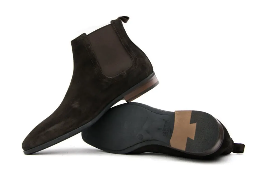 Gekleed | Laarzen^Van Bommel Chelsea Boots Donkerbruin Suede