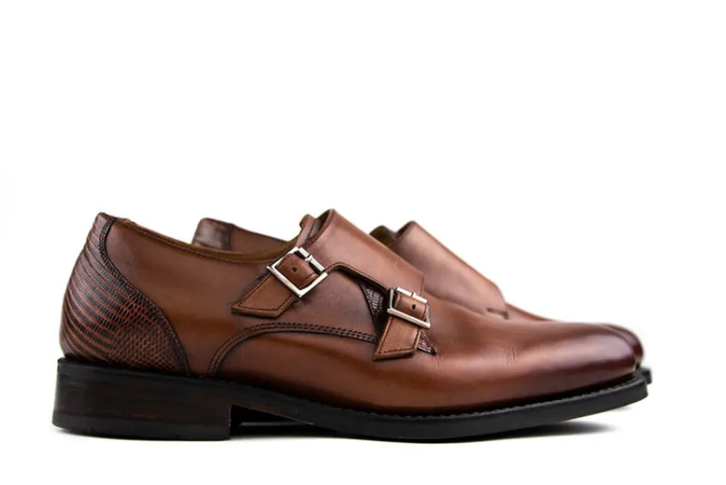 Gespschoenen | Nette Schoenen^Van Bommel Gespschoen Cognac Lizard