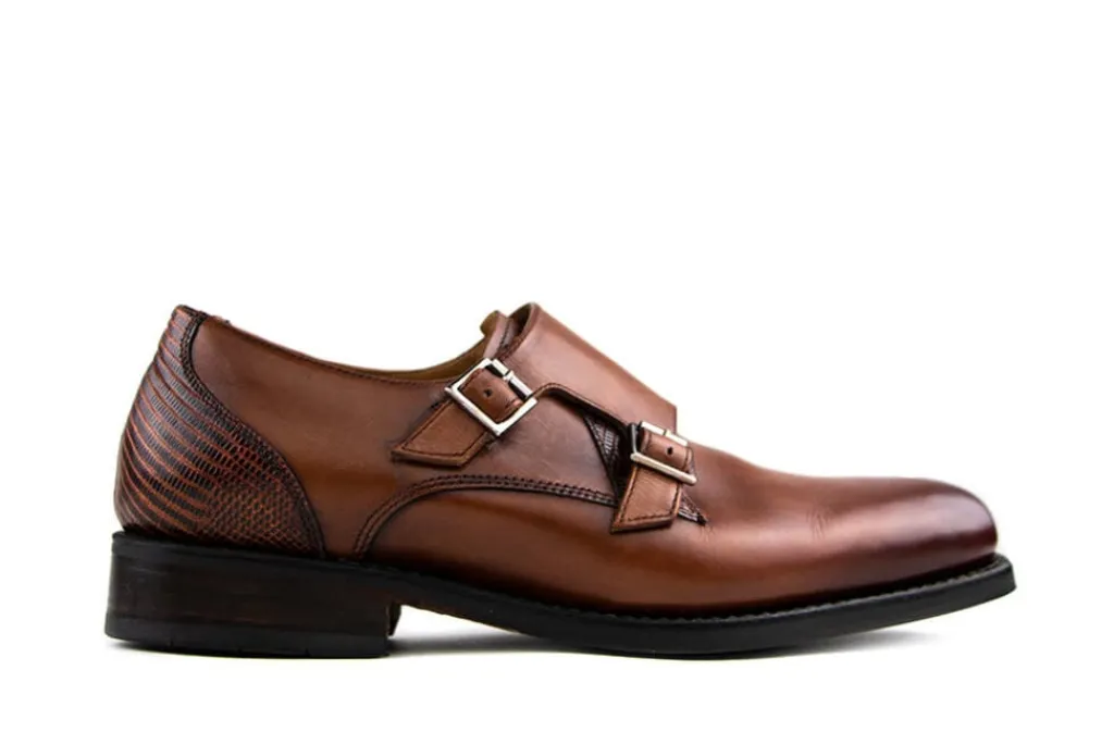 Gespschoenen | Nette Schoenen^Van Bommel Gespschoen Cognac Lizard