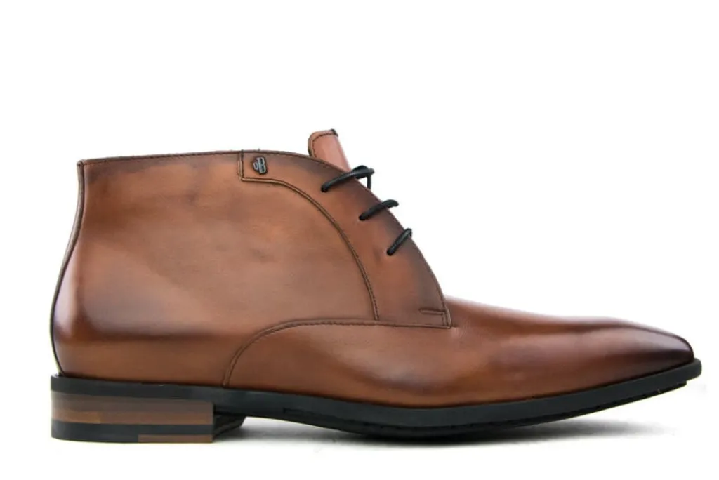 Hoge Veterschoenen | Nette Schoenen^Van Bommel Hoge Veterschoen Cognac