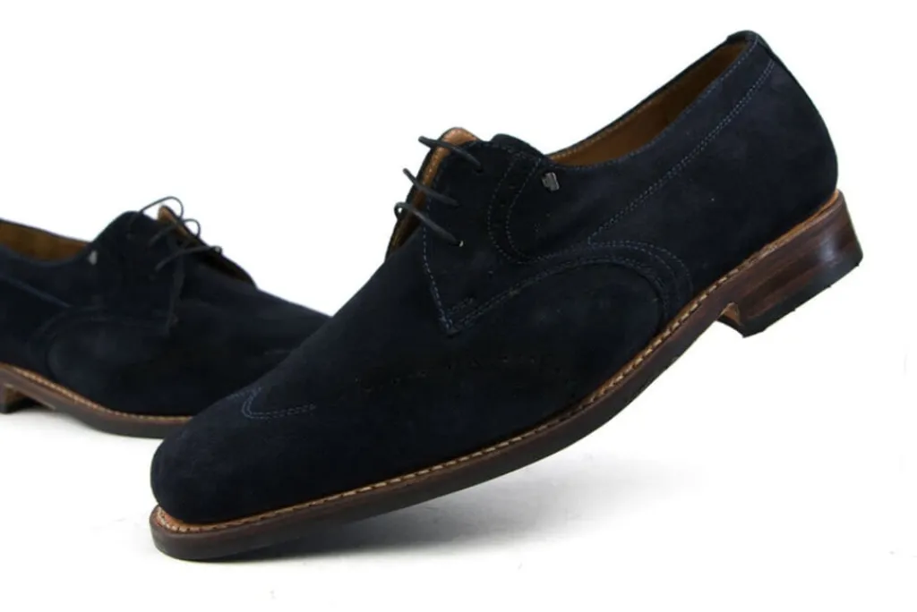 Veterschoenen | Nette Schoenen^Van Bommel Lage Veterschoen Blauw Suede
