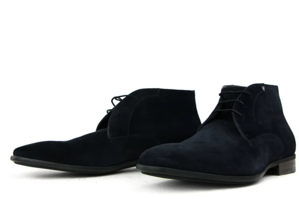 Nette Schoenen | Hoge Veterschoenen^Van Bommel Sella 03.00 Donkerblauw Suede