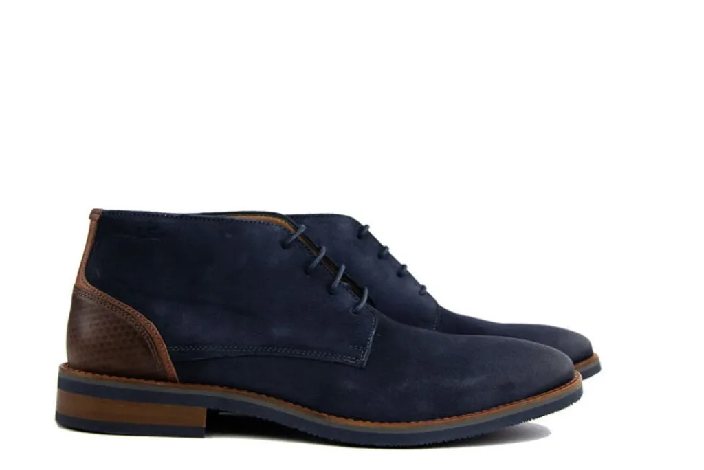 Hoge Veterschoenen | Nette Schoenen^Van Lier Hoge Veter Amalfi Navy Blauw Suede