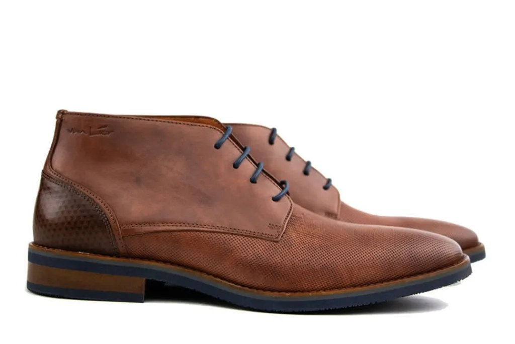 Hoge Veterschoenen | Nette Schoenen^Van Lier Hoge Veter Amalfi Licht Cognac Leer