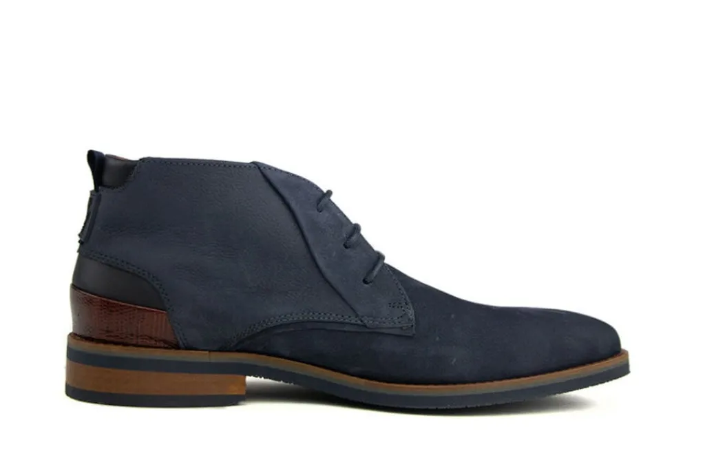 Hoge Veterschoenen | Nette Schoenen^Van Lier Hoge Veter Amalfi Navy Blauw Nubuck
