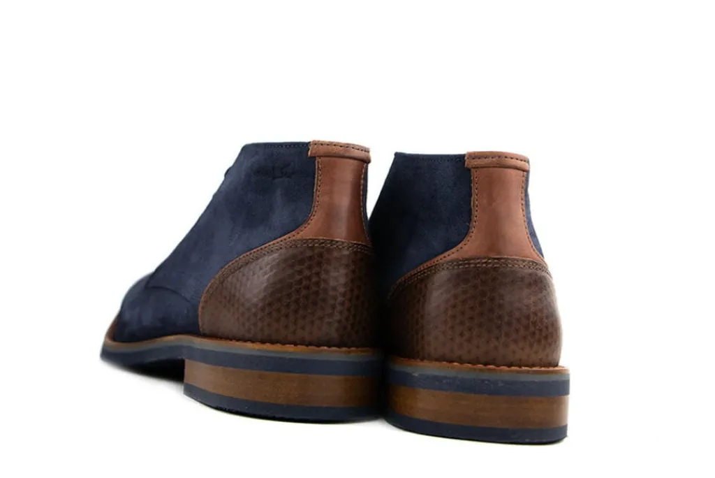 Hoge Veterschoenen | Nette Schoenen^Van Lier Hoge Veter Amalfi Navy Blauw Suede