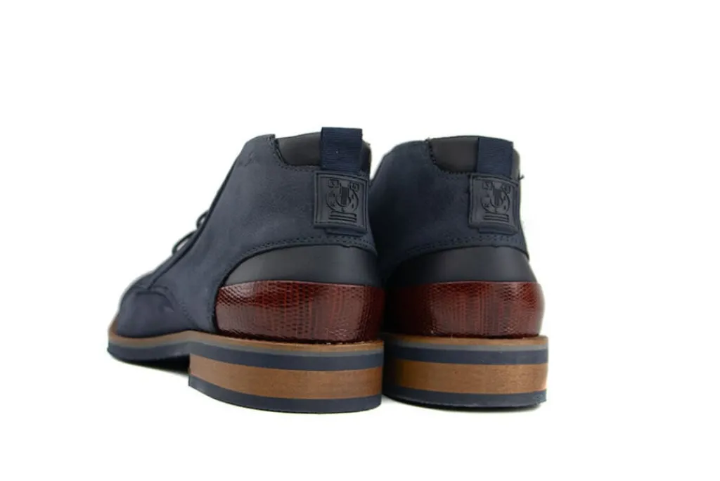 Hoge Veterschoenen | Nette Schoenen^Van Lier Hoge Veter Amalfi Navy Blauw Nubuck