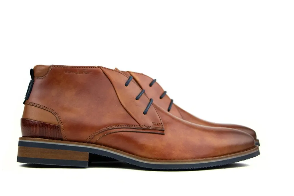 Hoge Veterschoenen | Nette Schoenen^Van Lier Hoge Veter Cognac Leer