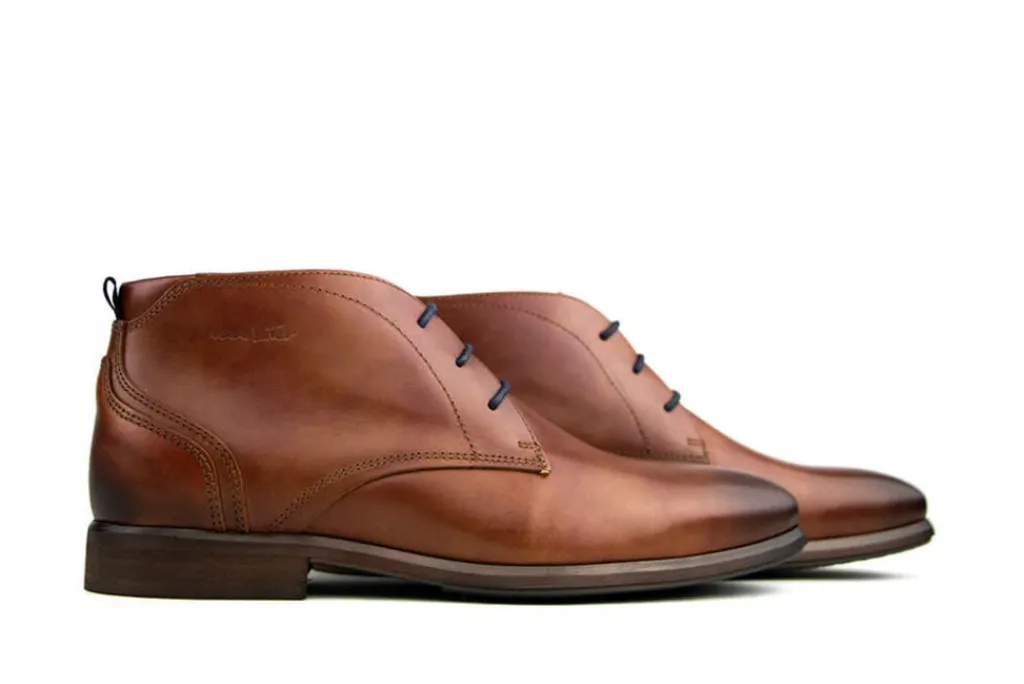 Hoge Veterschoenen | Nette Schoenen^Van Lier Hoge Veter Cognac Leer