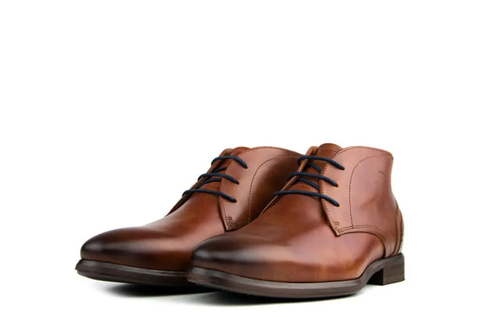 Hoge Veterschoenen | Nette Schoenen^Van Lier Hoge Veter Cognac Leer