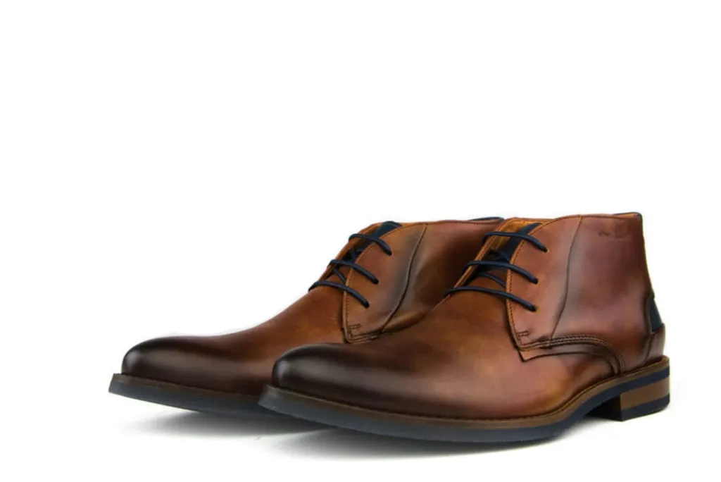 Hoge Veterschoenen | Nette Schoenen^Van Lier Hoge Veter Cognac Leer