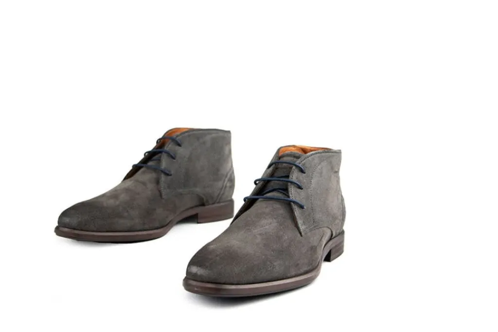 Hoge Veterschoenen | Nette Schoenen^Van Lier Hoge Veter Erasmo Donkergrijs Suède