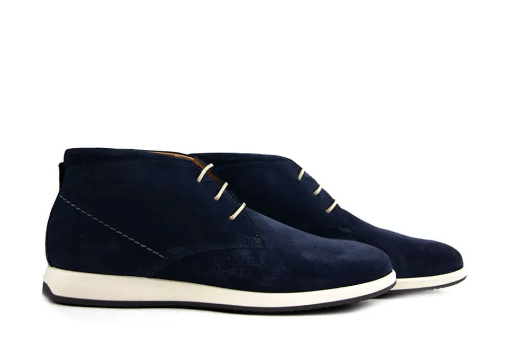 Sneakers^Van Lier Hoge Veter Ticino Navy Blauw Suede