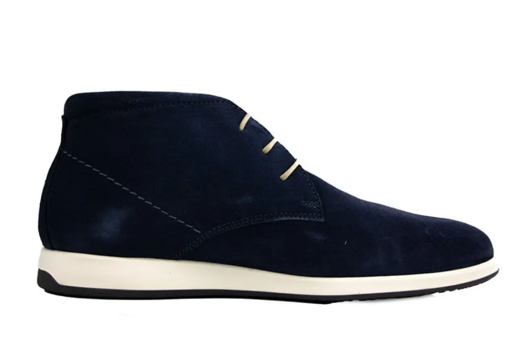 Sneakers^Van Lier Hoge Veter Ticino Navy Blauw Suede