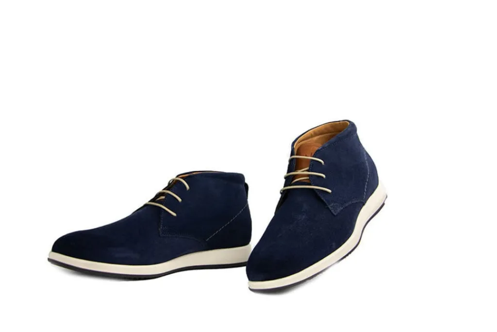 Sneakers^Van Lier Hoge Veter Ticino Navy Blauw Suede