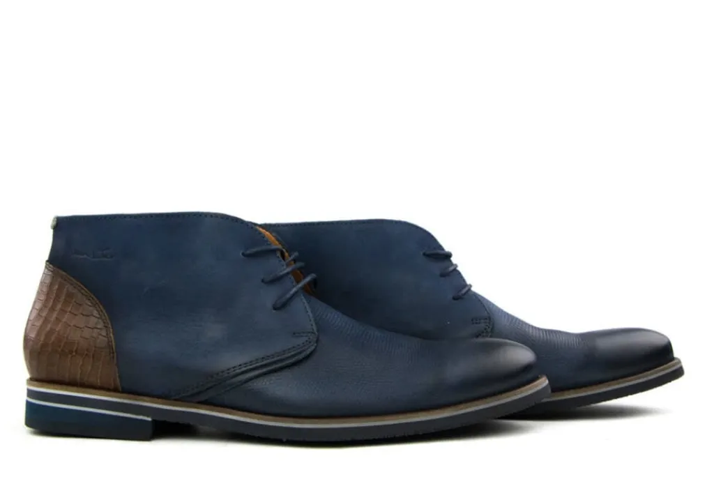 Hoge Veterschoenen | Nette Schoenen^Van Lier Hoge Veterschoen Donkerblauw Nubuck
