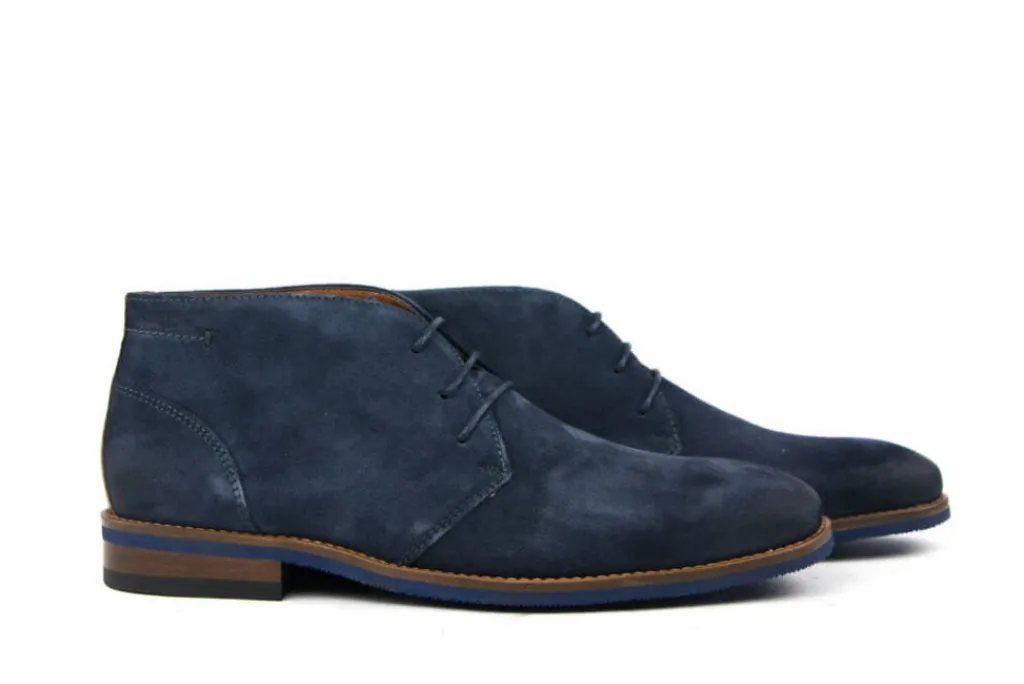 Hoge Veterschoenen | Nette Schoenen^Van Lier Hoge Veterschoen Donkerblauw Suede