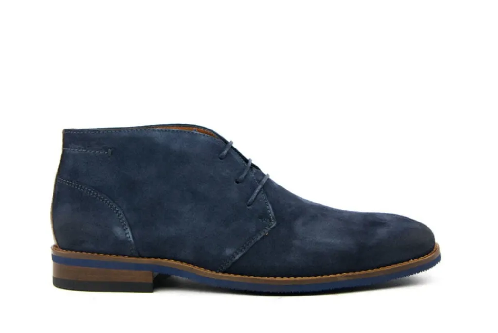Hoge Veterschoenen | Nette Schoenen^Van Lier Hoge Veterschoen Donkerblauw Suede