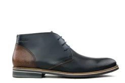 Hoge Veterschoenen | Nette Schoenen^Van Lier Hoge Veterschoen Donkerblauw Leer Perfo
