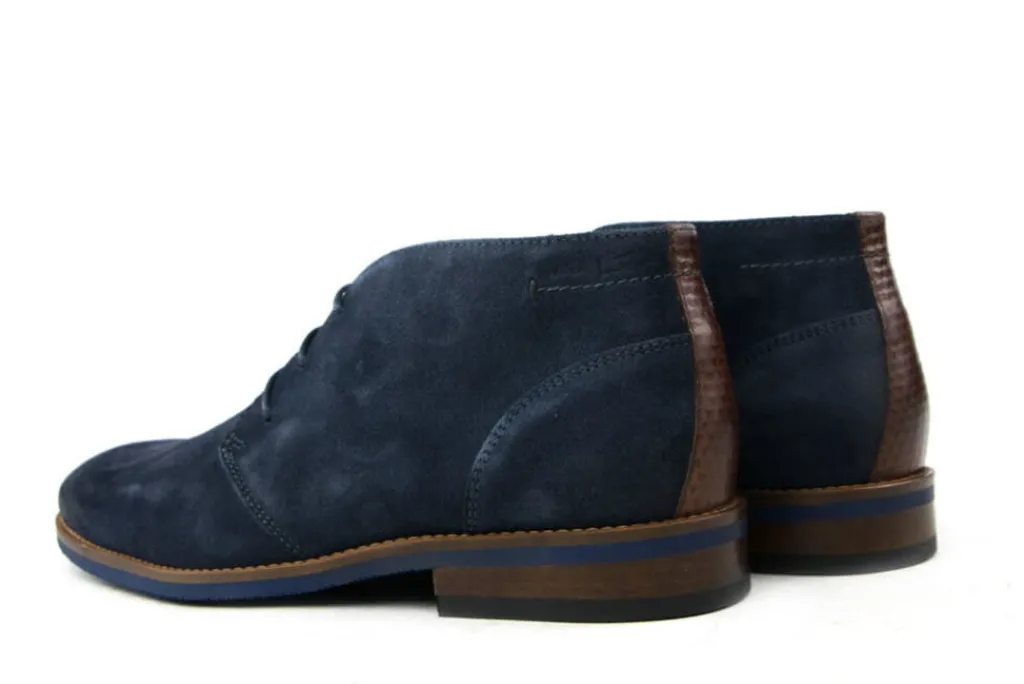 Hoge Veterschoenen | Nette Schoenen^Van Lier Hoge Veterschoen Donkerblauw Suede
