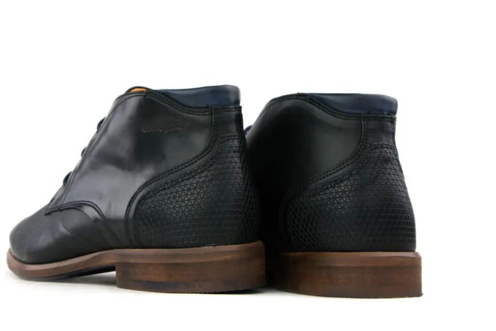 Hoge Veterschoenen | Nette Schoenen^Van Lier Hoge Veterschoen Zwart Leer Perfo