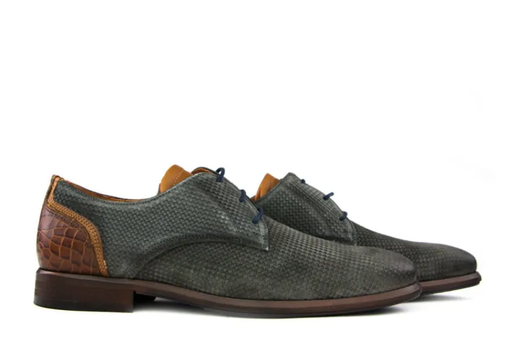 Veterschoenen | Nette Schoenen^Van Lier Veter Grijs Suede Print