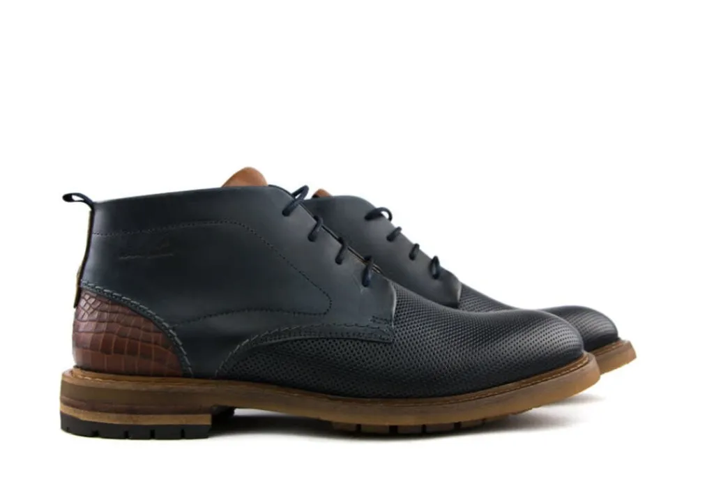 Veterboots En Bikerboot^Van Lier Veterboots Blauw Perfo
