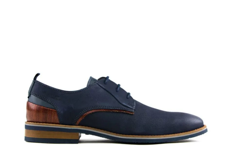 Veterschoenen | Nette Schoenen^Van Lier Veterschoen Blauw Nubuck Perfo