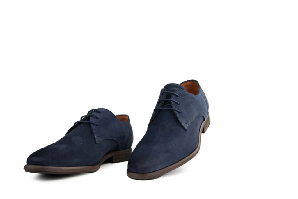 Veterschoenen | Nette Schoenen^Van Lier Veterschoen Erasmo Navy Blauw Suède