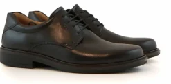 Veterschoenen^Ecco Veterschoen Zwart Leer