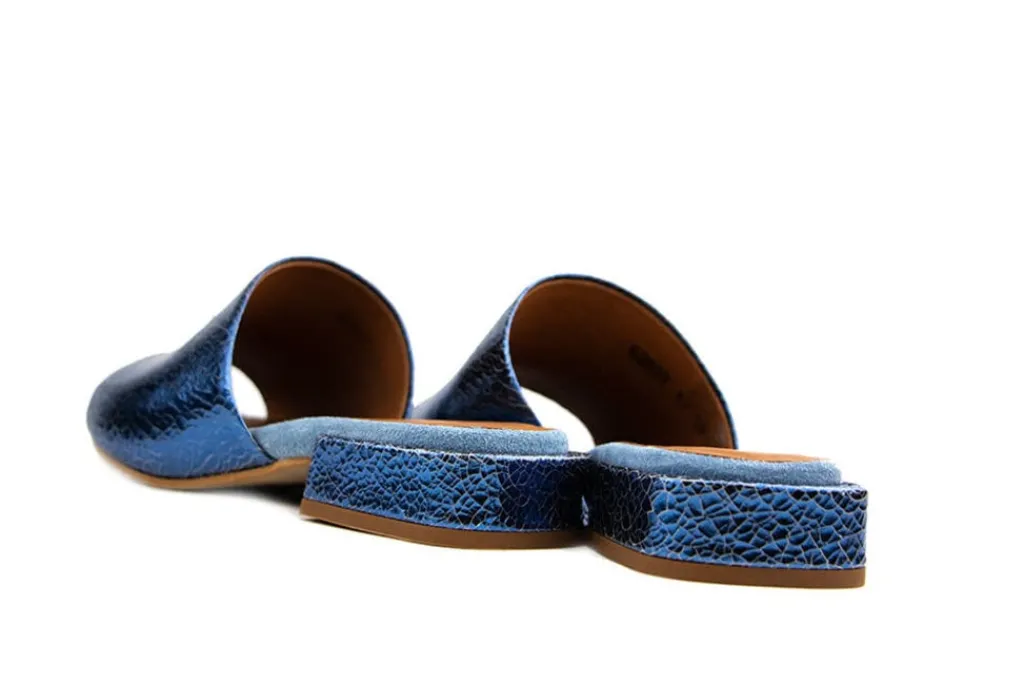 Slippers | Sandalen En Slippers^Via Vai Slipper Gigi Luna Laque Lame Blue