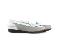 Mocassins | Loafers / Instappers^Waldläufer Waldlaufer Mocassin Hesima Stein Weiss Silber